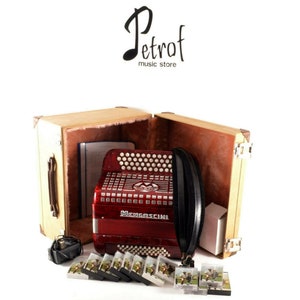 Custom Made Mengascini Accordion - Implanted Cassette Stereo Player & Accessories