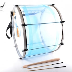 Brand New 20" (50 cm.) Transparent Drum, Tupan ~ Percussion, Davul, Dhol - Hand Made Musical Instrument - Great Sound