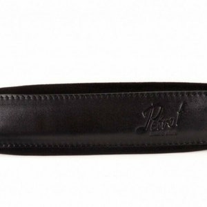 Petrof Accordion Bass Strap: Black Leather, Velvet, Padded for 120 Bass