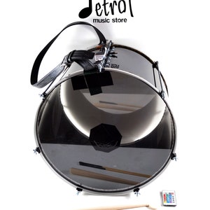 Brand New Black 20&quot; Drum Tupan with Light Remote Rechargeable - Percussion - Davul, Dhol~Hand Made~VIDEO Clip~Unique Craftsmanship-Promotion