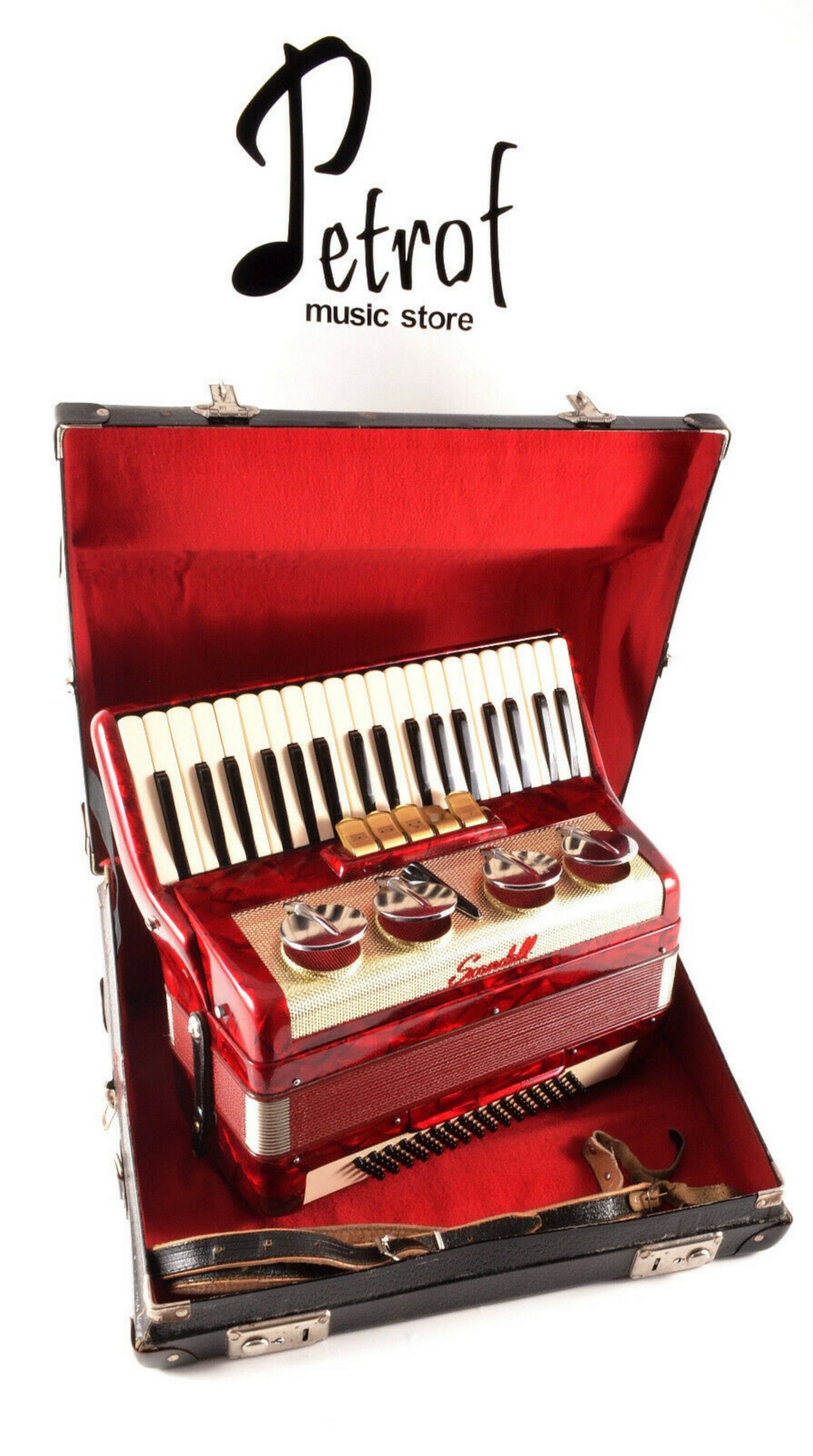 Top Italian Vintage Accordion SCANDALLI Brevetto Polifonico 80 bass 6 reg. 5 1 switches Original Hard Case Straps Youtube Video
