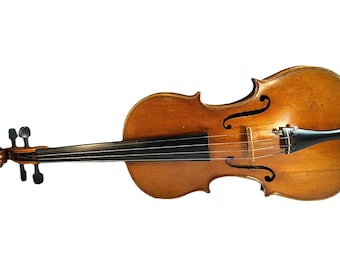 Violín alemán vintage 4/4: arce flameado, tono cálido, estuche rígido