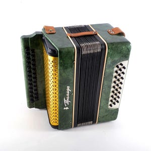 Excellent Vintage Rare Russian Button Chromatic Accordion Trojanda 25x26 + Original Hard Case - Harmonica, Concertina, Squeezebox, Garmon