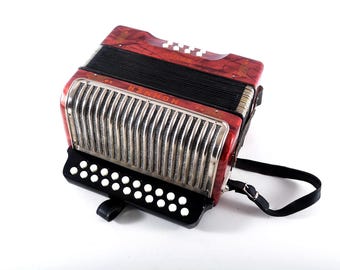 Antique Diatonic Saratovskaya Harmonica, Vintage Handmade