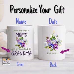 Personalized, Coffee Mug for Grandma, Only the Best Moms Get Promoted, Mothers Day, Birthday, Expecting, Pregnancy, Reveal or Announcement
