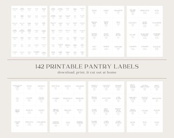 142 Pantry Labels Printable - Minimalist Kitchen Jar Labels (herunterladbares PDF)