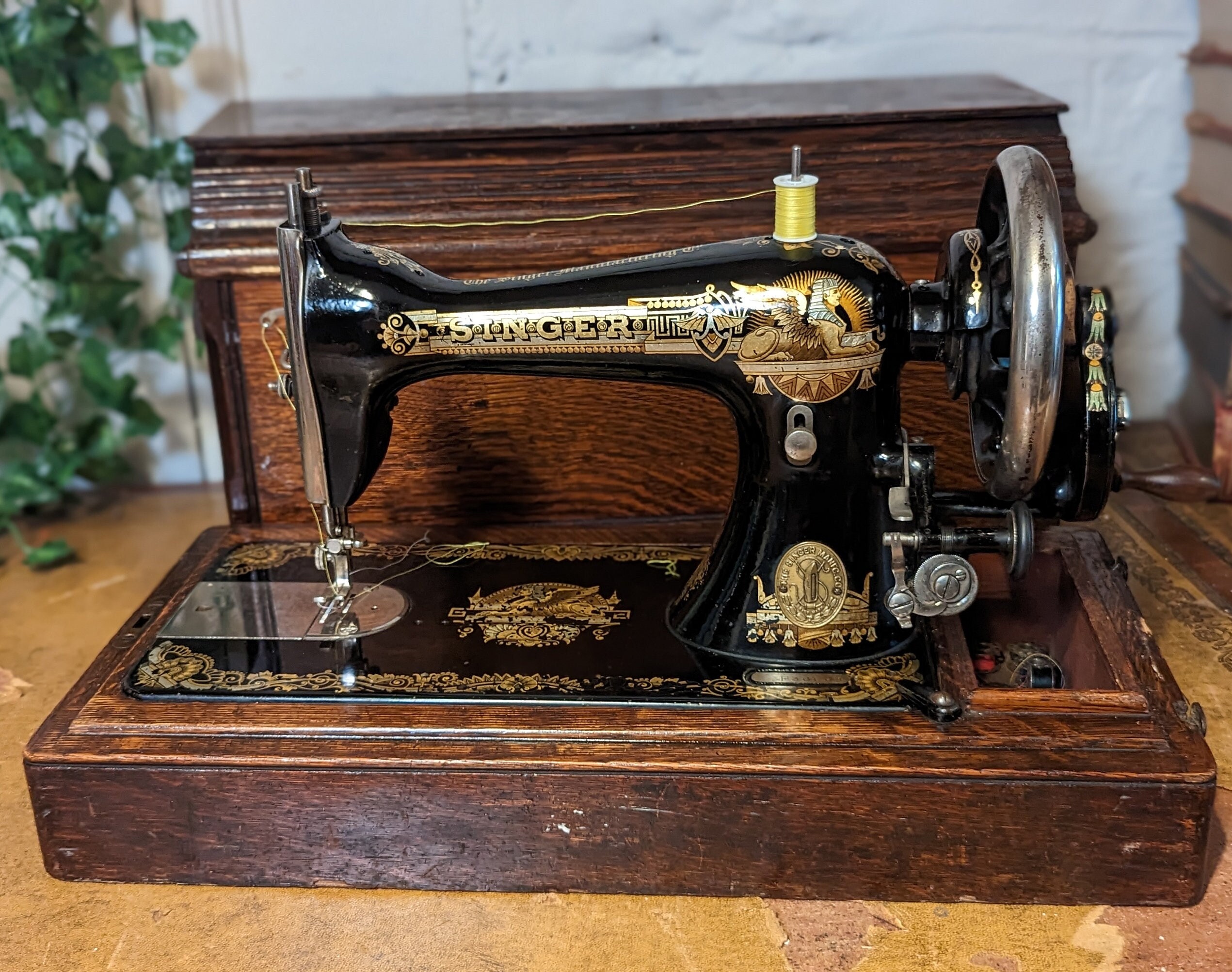 Singer 15K Hand Crank Sewing Machine Egyptian Decals Etsy
