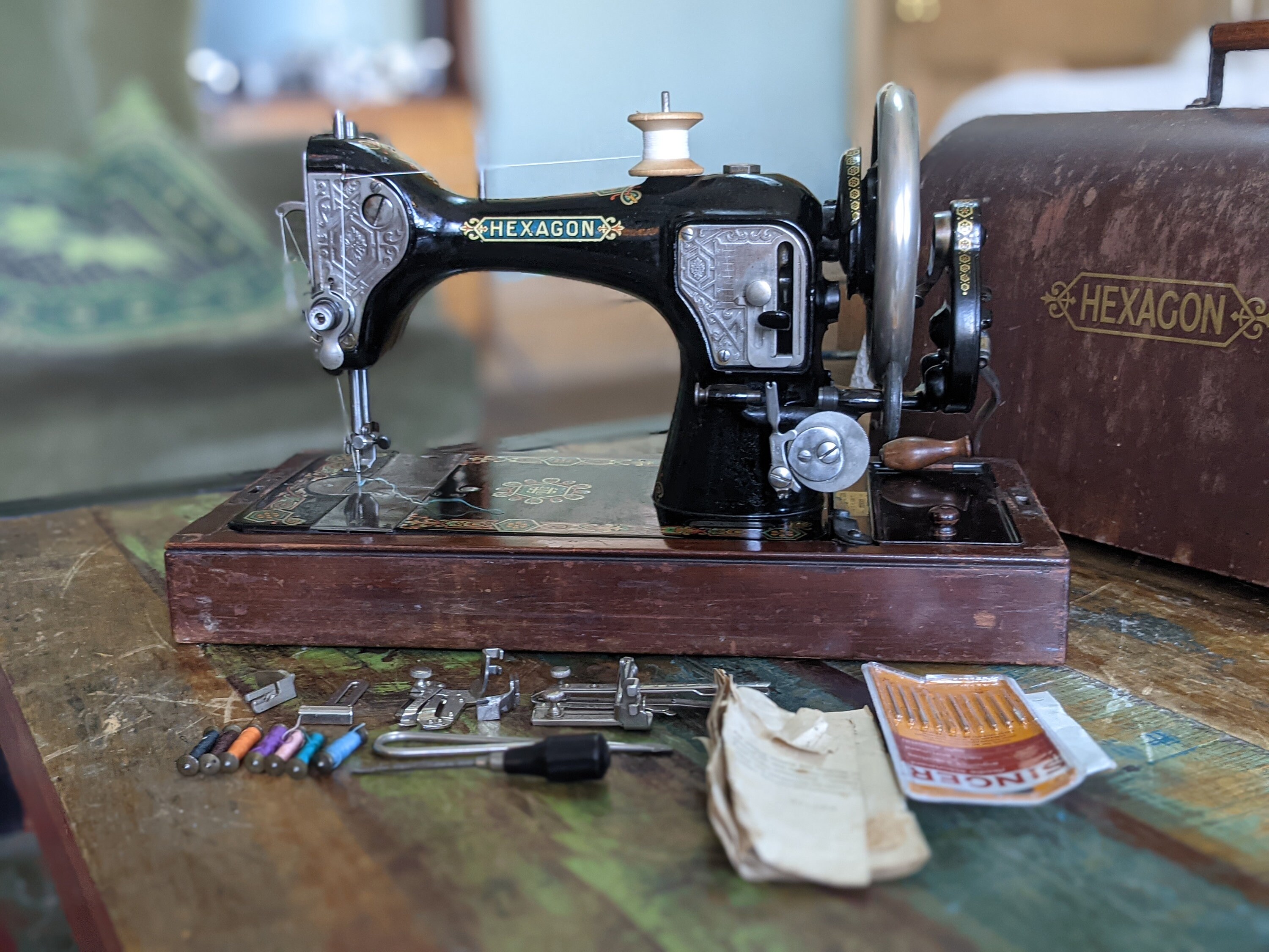 Vintage Hand Crank Hexagon Sewing Machine Etsy UK