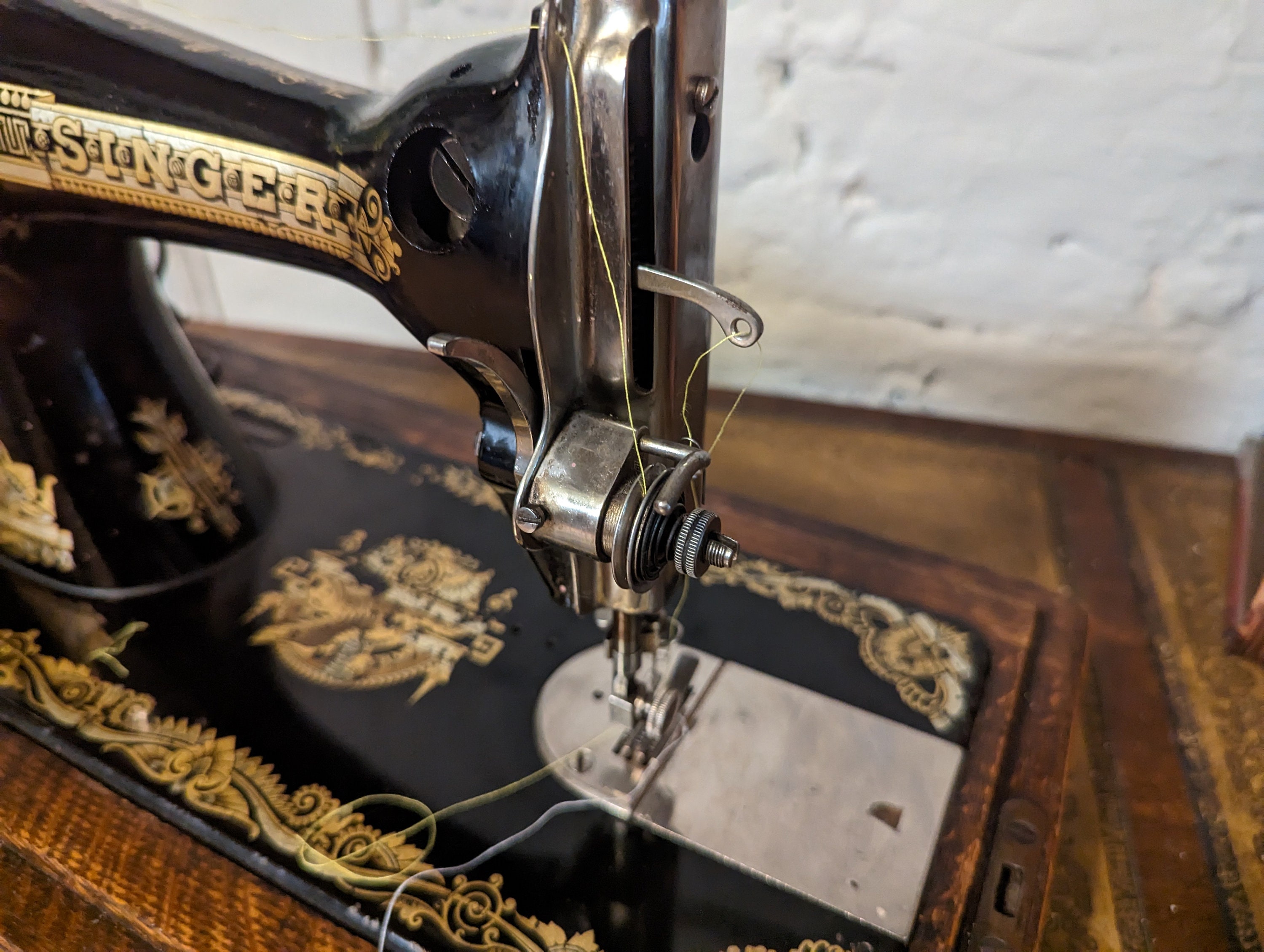 Singer 15K Hand Crank Sewing Machine Egyptian Decals Etsy