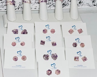 Lisette Amethyst and Rose Quartz Studs