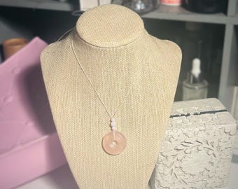 Pearl & Rose Quartz Circle necklace