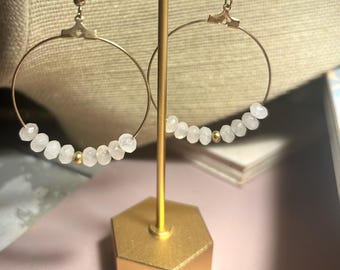 SJ Rose Quartz Hoop Earrings