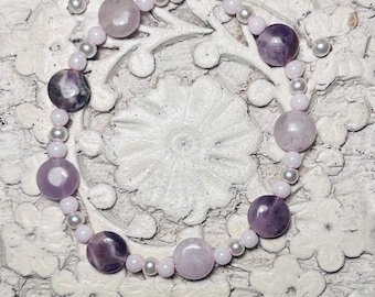 Amethyst with pink & white Pearls