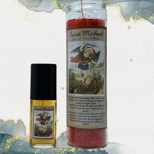 Saint Michael Protection Spray and Fixed Candle Set ~ San Miguel Vela de Proteccion y Espray Set ~ Spray & Pray