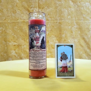 Saint Raymond Candle, Prayer Card & Silver Dime to Stop Gossip ~ Powerful Mexican Magic ~Vela Ramón Nonato, Estampa  y moneda Callar Chismes