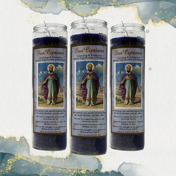 San Cipriano Protection Candles: Witchcraft Cleansing Set ~ Velas de San Cipriano Contra Embrujo ~ Set de 3 Velas