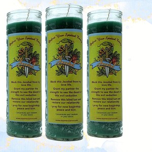 Jezebel Fixed Candles Block interference Set of 3 Candles for Protection Candle  ~ 3-week Candle Work ~ Velas de Jezabel para Bloquear