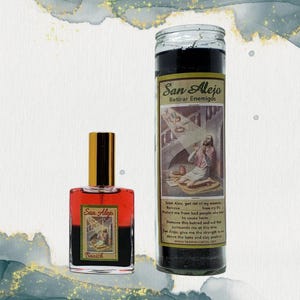 San Alejo Spray &  Fixed Candle Set ~ Pushes Away Negativity ~ Vela  y Spray  San Alejo para Alejar Maldad y Malas Influencias y Personas