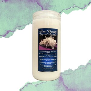 Clear Quartz Crystal ~  Jumbo Fixed Candle for Balance & Power  ~ Vela Compuesta de Cuarzo ~ Vela de 14 Días para Poder y Armonia