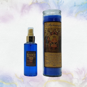 7 Archangels Spray & Candle set for Family Blessings Spiritual candle with magical Herbs Fixed Candle Set