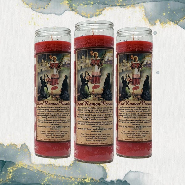 San Ramon Stop Gossip  fixed candles - Set of 3 Candles- San Ramon Velas Compuestas Contra Chismes - Set de 3 Velas