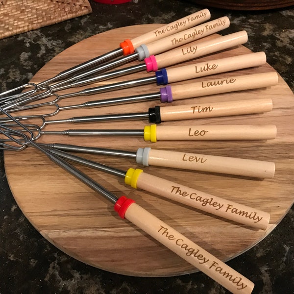 Single S’mores Roasting Sticks | Marshmallow Roasting | Expanding Campfire | S’mores Sayings | Personalized Camping Hot Dog Sticks