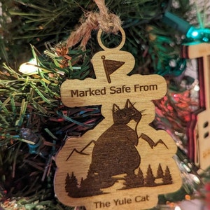 Yule Cat Christmas Ornament | Icelandic Cat Ornament |  Jólakötturinn Cat Ornament | Funny Christmas Ornament | Marked Safe From Yule Cat