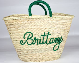 PALM LEAVES BASKET | Bridesmaid Tote Bag | Personalized Basket Bag | Beach Party Basket | Bridal Shower Gift | Grocery Shopping Bag