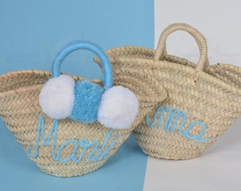 Bolsa de paja Tote de dama de honor, cesta de bolsa de monograma, bolsas de ducha de novia, bolsas de paja personalizadas, bolsa de playa personalizada, bolsa de paja