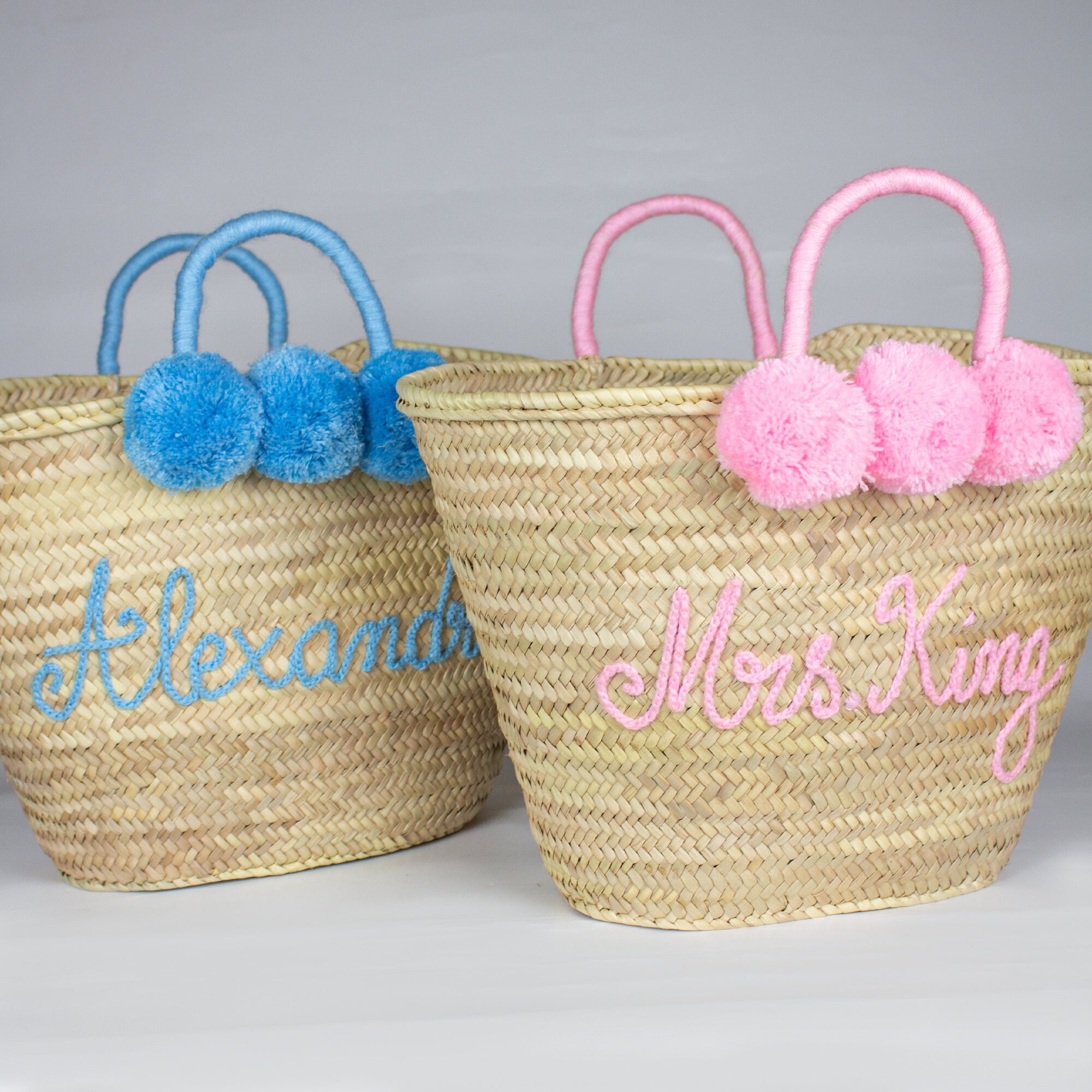 Personalised Pom Pom Purse for Bride Tote Basket for Women Custom