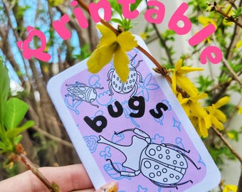 utskrivbar digital fil med minizine för målarbok med insekter