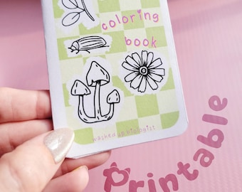 printable mini zine nature coloring book digital file