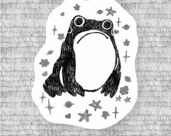 unimpressed frog matte sticker