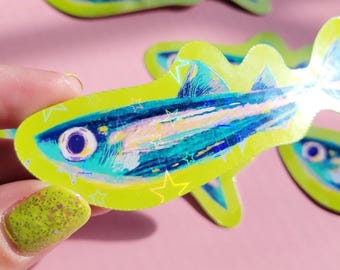 holographic stars vinyl sardine sticker