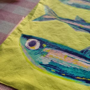 sardines lime green lightweight tote bag heat pressed afbeelding 4