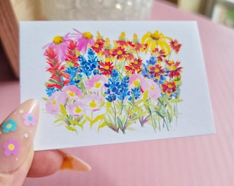 Texas wildflowers mini archival art print