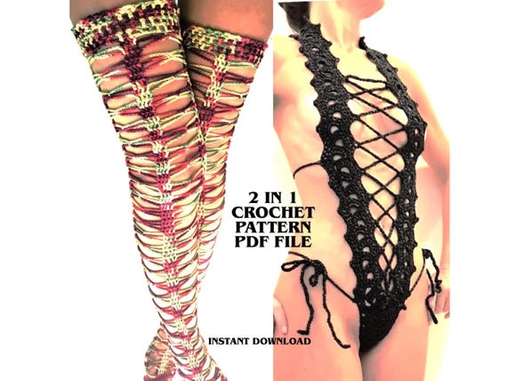 Slingshot Bodysuit & Thigh High Socks Crochet Pattern PDF - Sexy Lingerie  Set, DIY Crochet Gift, Boudoir Outfit, Instant Digital Download - Etsy  Denmark