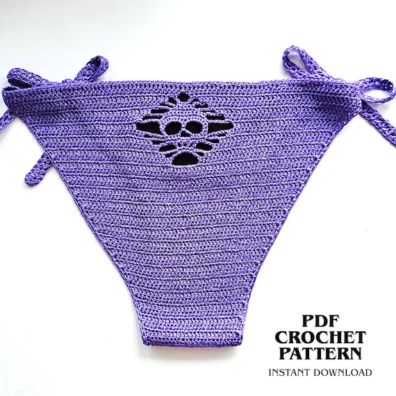 Skull Crochet Bikini Bottom Pattern, Gothic Swimwear, Alternative Beachwear, Spooky Bikini DIY