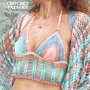 Modello PDF per top all&#39;uncinetto - Reggiseno sexy, reggiseno bikini, lingerie di San Valentino, regalo di Natale fai da te