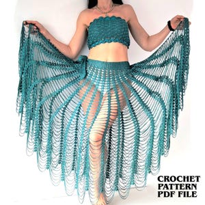 Spinnennetz Häkelmuster für langen Rock, Festival Sommerkleid, Sarong, Gothic Kleidung, Halloween Maxi Rock, PDF