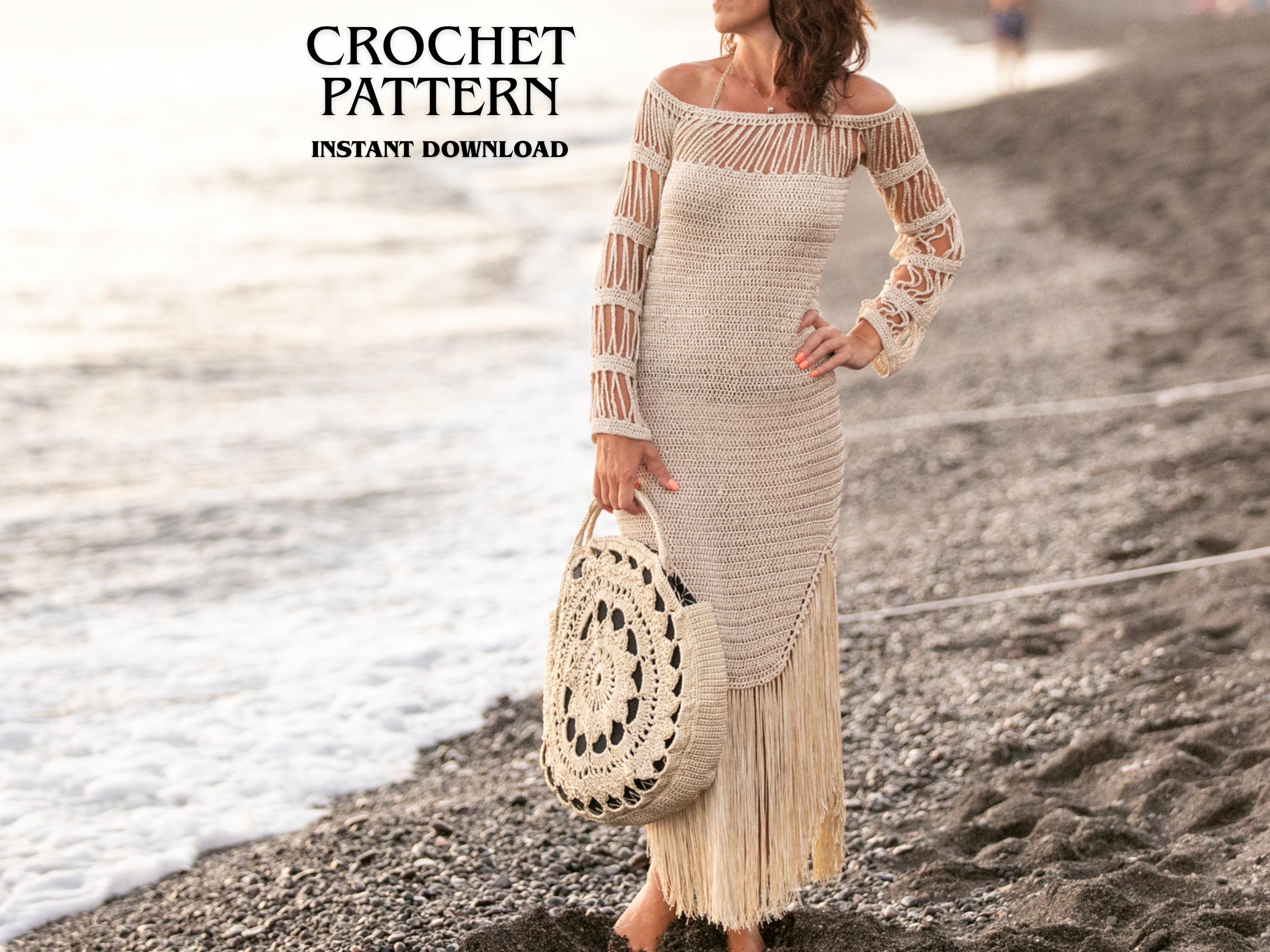 white christmas dresses Striped Crochet Cover-Up Dress - Mini Dress