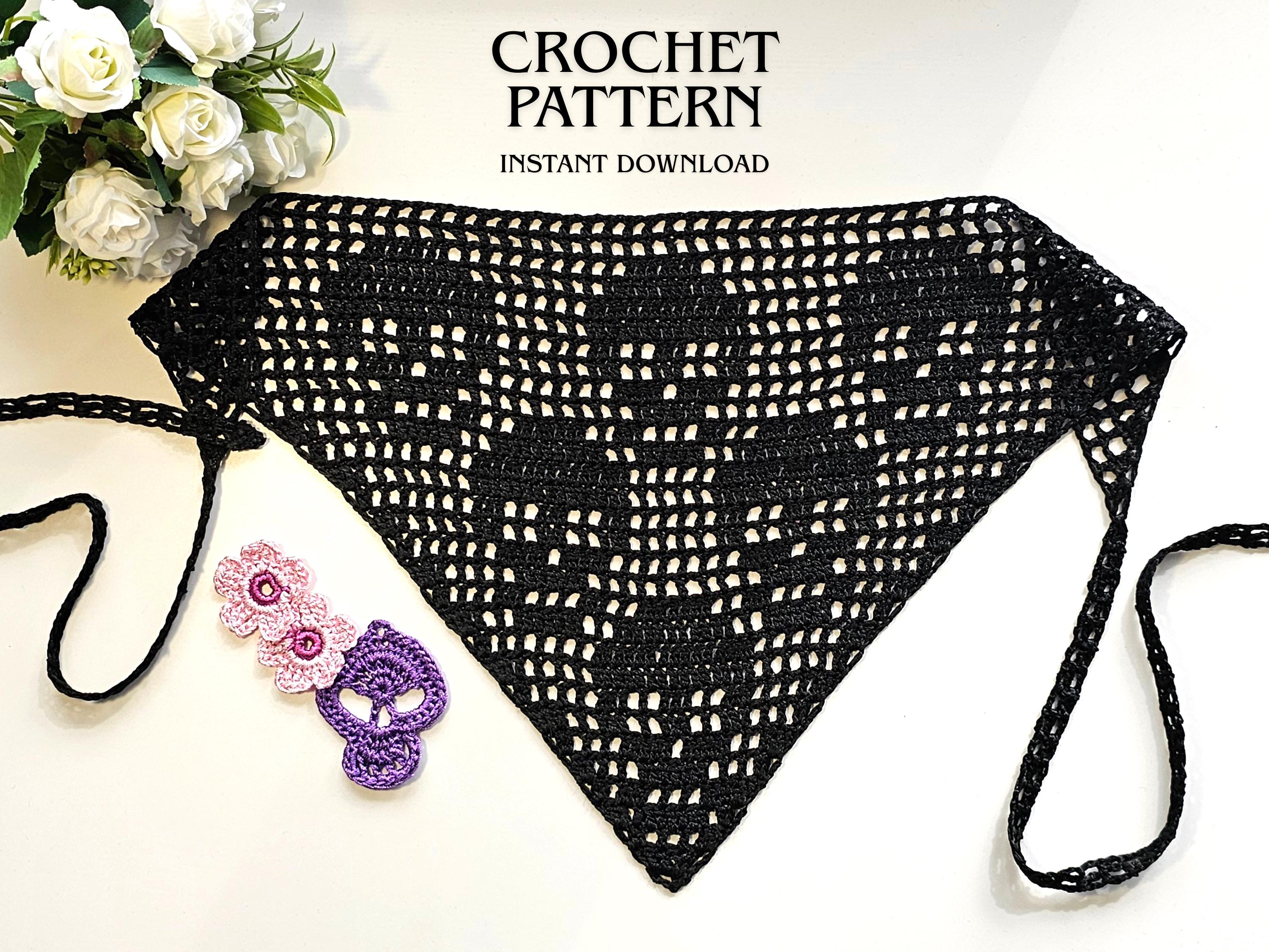 30 Head Scarf Crochet Patterns for Bandanas, Kerchiefs, and Stylish Wraps 33 Goth Skull Bandana Filet Crochet Pattern