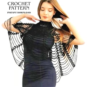 Gothic Schal gehäkelt, Spinnennetz Cape, Halloween Umhang, Gothic Festival Umhang, Spitzen Halsband DIY, Gothic Häkelanleitung