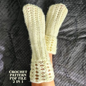 Crochet Sock Pattern, House Shoes – Womens Slippers, Stockings, Easy Beginner Leg Warmers, Christmas Gift DIY