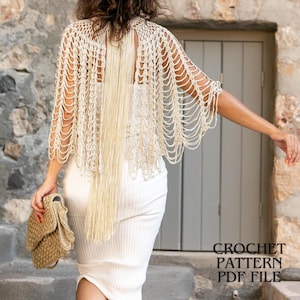 Spider Web Crochet Cape Pattern, Shrug Shawl Wrap, Boho Poncho PDF, Halloween Crochet, Beach Cover Up, Women DIY Capelet Gift