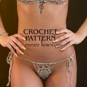 Crochet Lingerie Pattern, String Sexy Bikini Bottom, Thong Underwear, Valentine Crochet DIY Gift