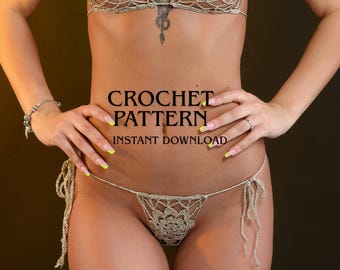 Crochet String Lingerie Pattern,  Micro Thong, Sexy Underwear DIY, Womens Boudoir Pattern PDF