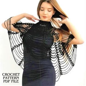 Crochet Shawl Pattern – Spider Web Capelet PDF, Gothic Shoulder Wrap, Halloween Cloak, Festival Cape Crochet Pattern PDF