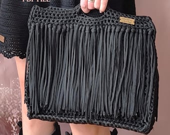 Crochet Bag Pattern with Fringe, Boho Tote Bag, Easy Festival Purse, Summer Crochet Handbag Pattern, Beach Crochet Fashion Accessory
