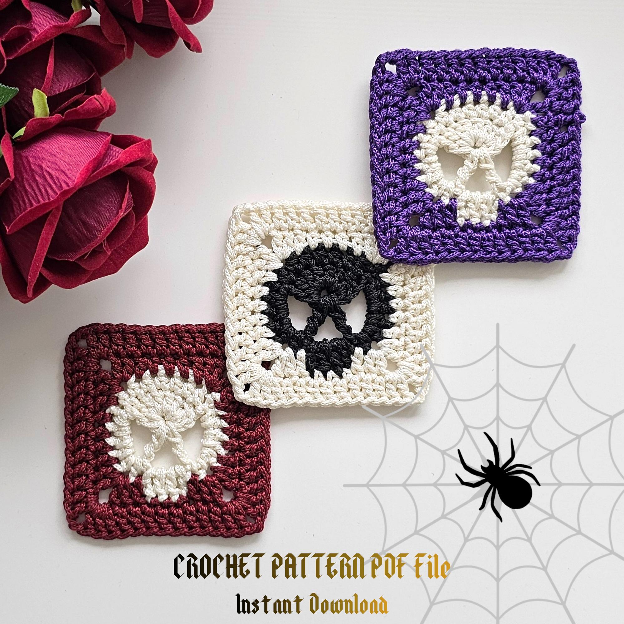 25 Skull Granny Square Crochet Patterns for Halloween, Gothic Decor, and Clever Motifs 20 Skull Granny Square ~ Easy Beginner Halloween Crochet